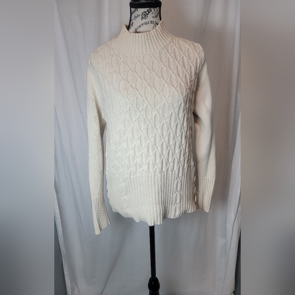 Tribal Cream Cable Knit Turtleneck Sweater